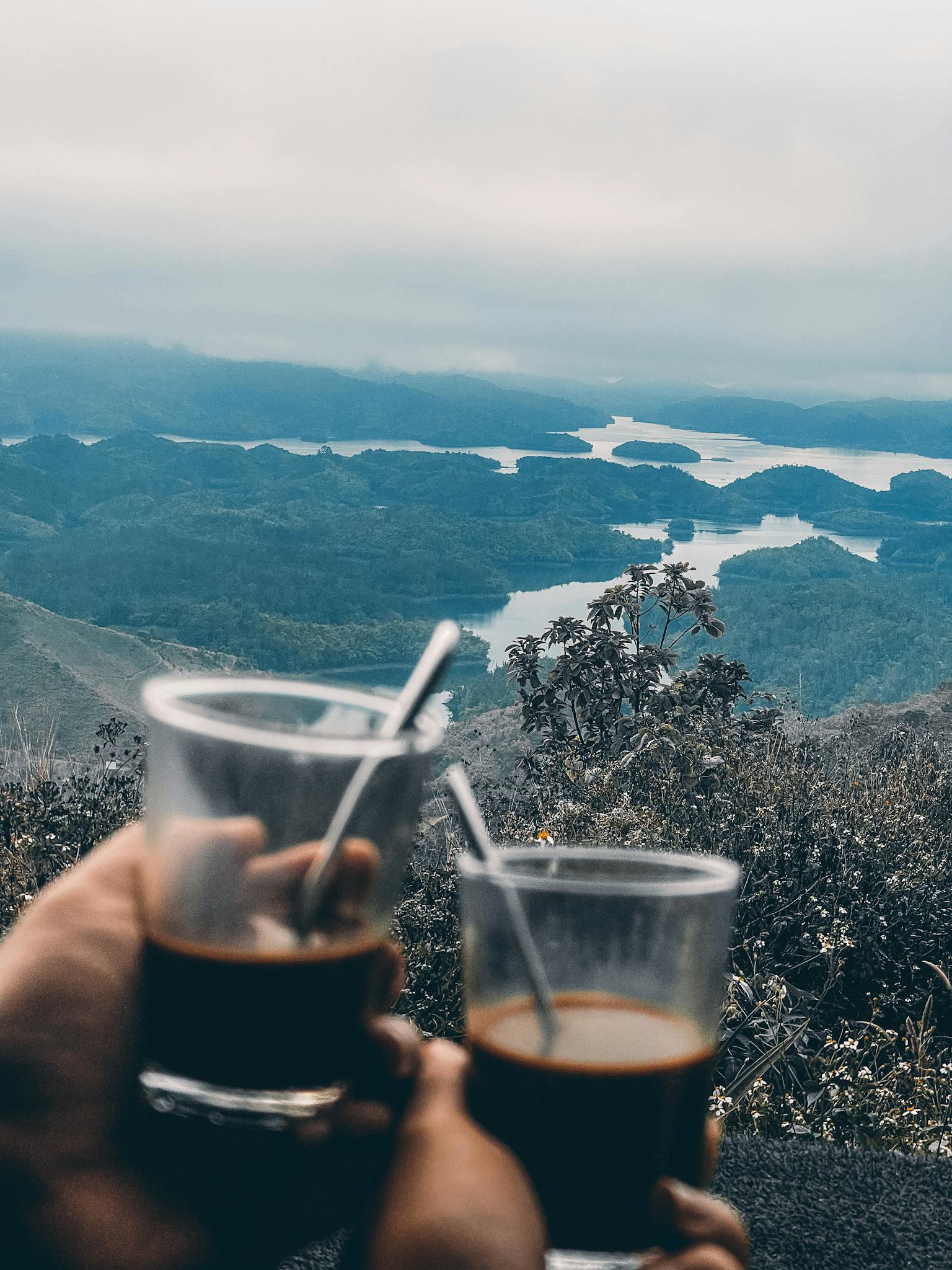 Enjoying coffee with a view of the highlands in Dak Nong, Vietnam.